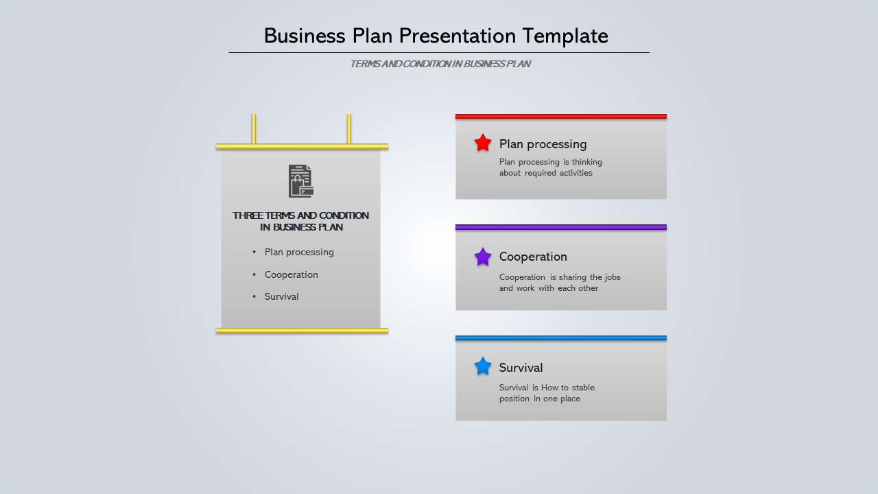 Free - A three noded Business Plan Presentation Template